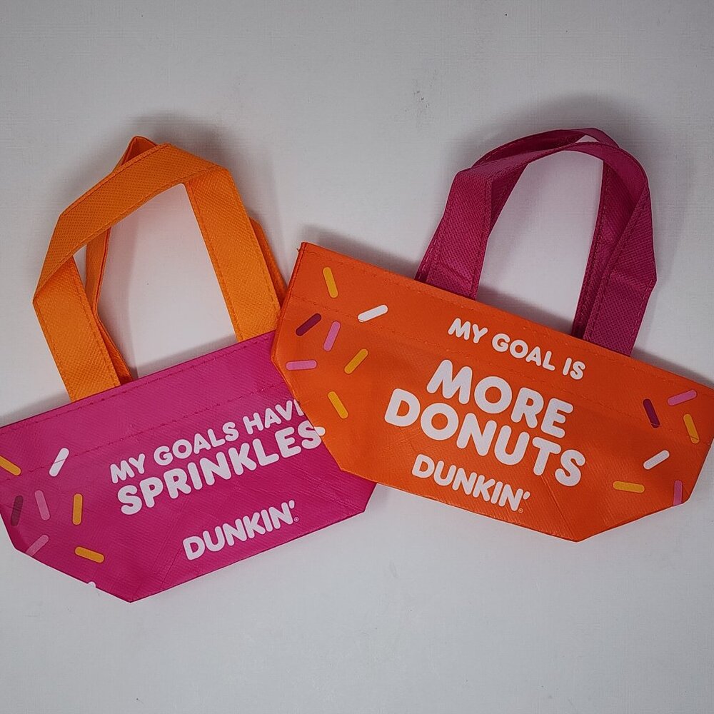 Dunkin' Donuts New Years Mini Tote Bags Orange & Pink